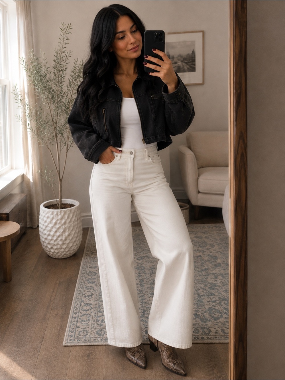✨3/$60✨Ellison Washed Black Cropped Jean Moto Jacket